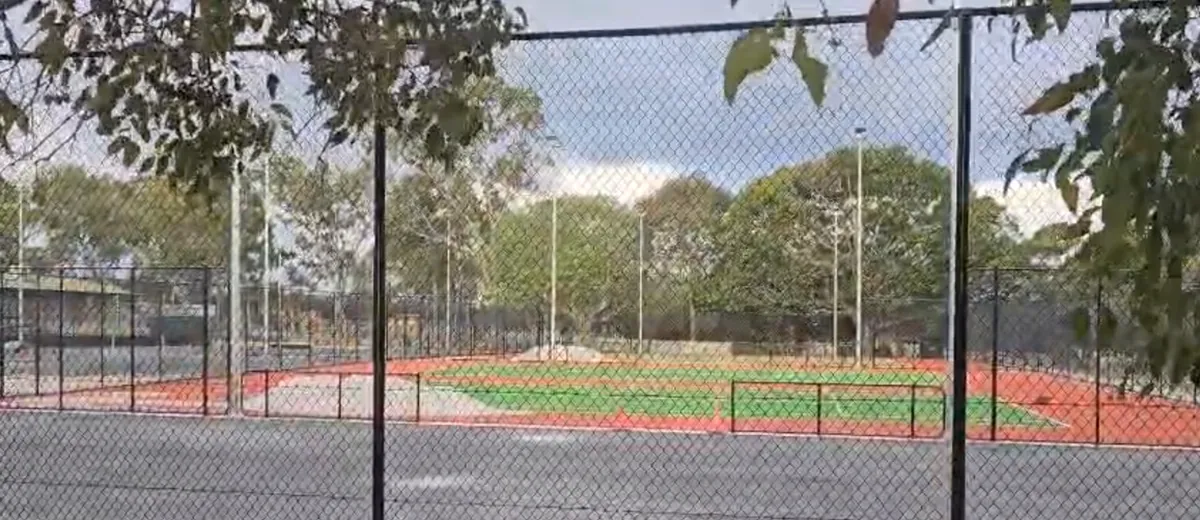 Courts 7–10 newly surfaced at Elliot Park, seen from Court 6 – October 2026